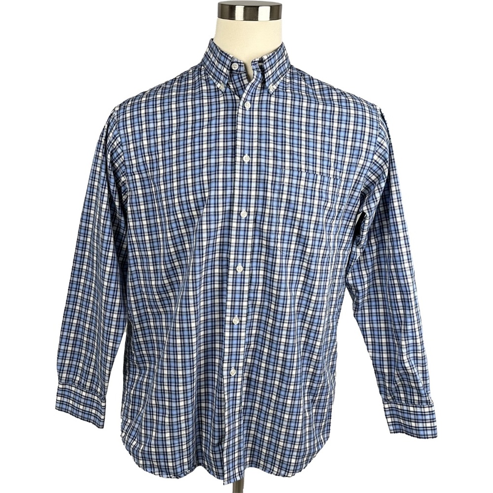 Navy Blue Plaid Shirt (L)